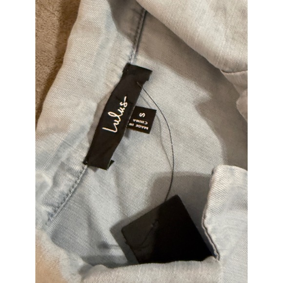 NWT Lulus Size Small Pleasant Cutie Blue Chambray Collared Midi Dress Pockets - Picture 6 of 11